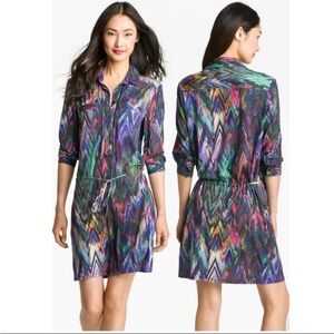 Suzi Chin for Maggy Boutique Chevron
Print Jersey Shirtdress Sz 10P